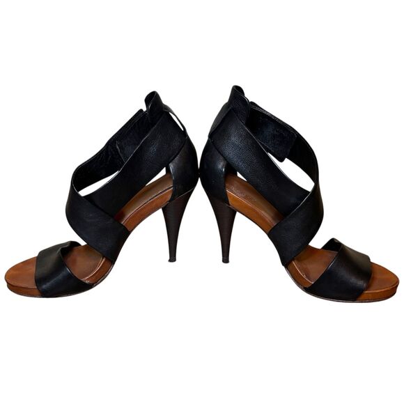 Theory Leather Strappy High Heels Black Size 39.5 - Picture 2 of 12